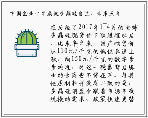 中国企业十年成就多晶硅自主，未来五年再迎黄金期_九游会j9官方网站